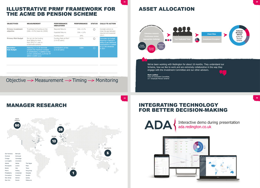 A selection of pitch deck slides